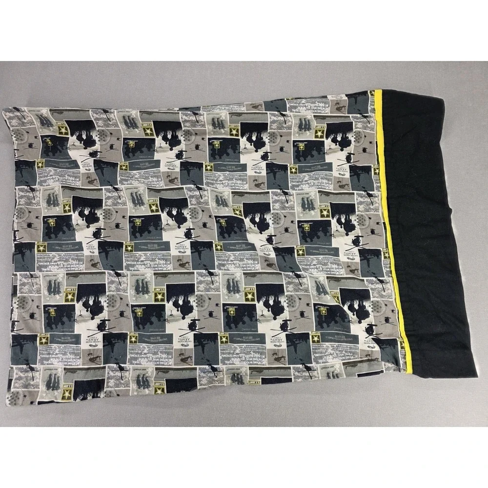 US Army Strong Graphic Pillowcase Military Helicopter Soldier Print Black Yellow